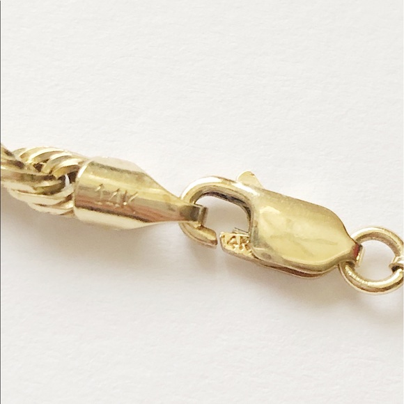 4k Solid Gold Rope Bbb Necklace 22 In 